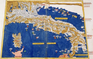 Ptolemaisk karta över Italien, 1482 (färgad litho)
